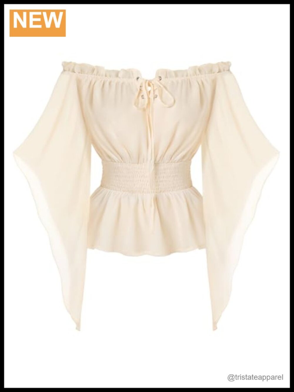 Women's Renaissance Off Shoulder Bell Sleeve Chiffon Blouse Smocked Waist